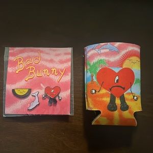 Bad Bunny concert Slim Beer Can Cooler Sleeves + 3 pins